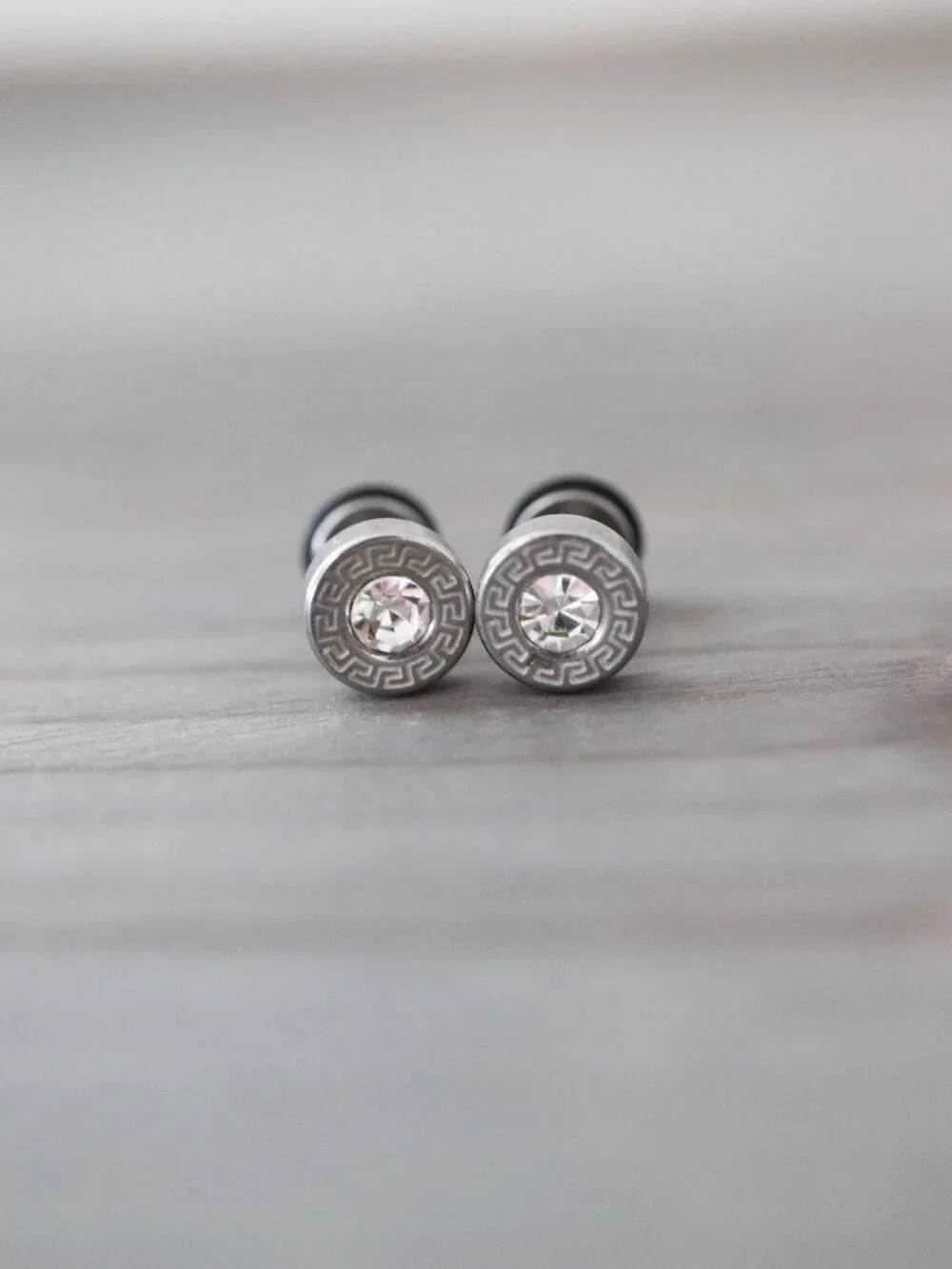 6mm Bezel with CZ Diamond Style Screw Back Stud Earrings Silver Stainless Steel